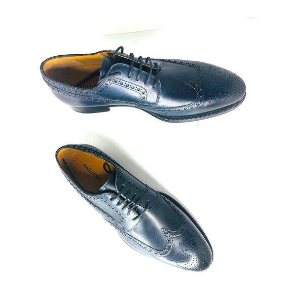 Magnanni Men’s Blue Leather Oxford Wingtip Brogue Dress Shoes EU 40 / US 7.5 - Picture 1 of 11